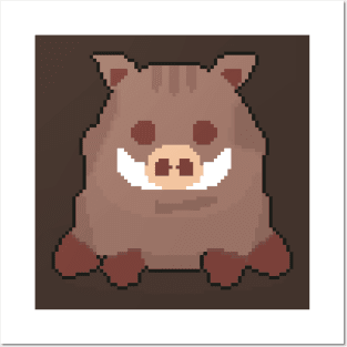 Wild Boar Majesty: Pixel Art Design for Fashionable Apparel Posters and Art